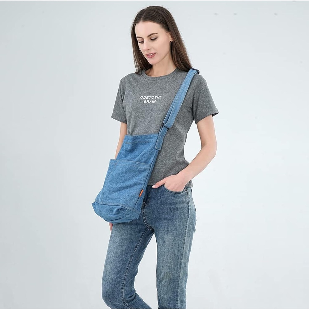 ROUROU Denim Shoulder Bag - Women's Hobo Tote Canvas Crossbody Bag - - Picture 2 of 12